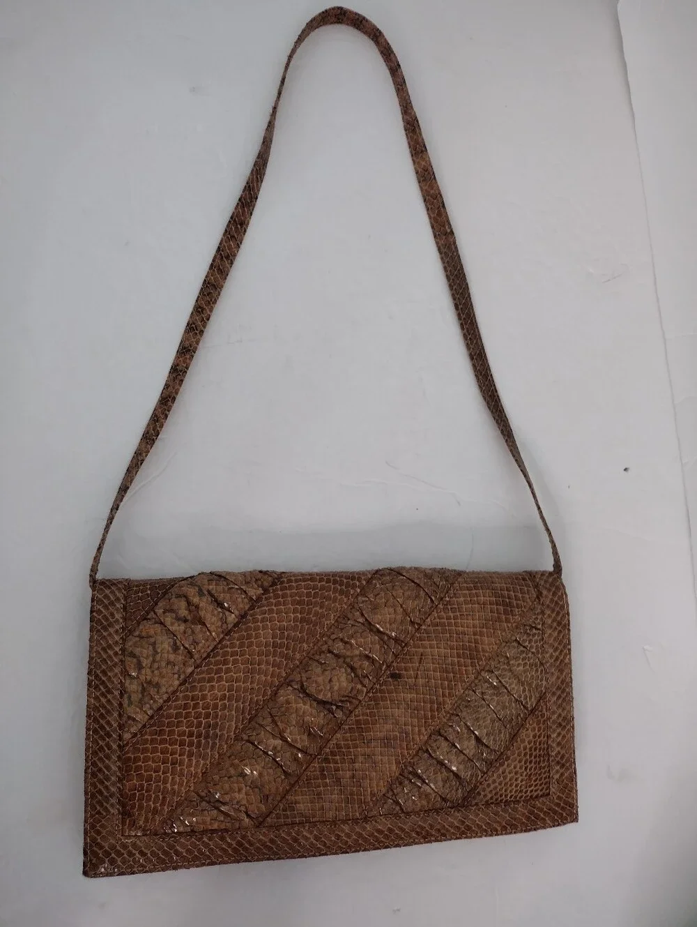 Vintage Brown Textured Crossbody Bag